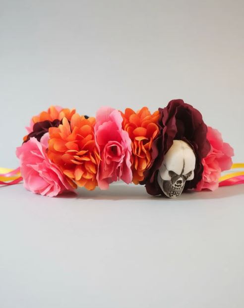 Cintiillo Diadema flores calavera Halloween2