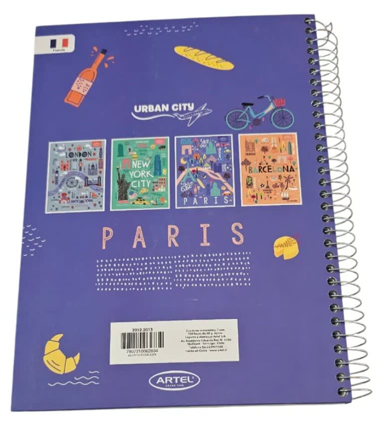 Cuaderno Artel Ciudades - 150 Hojas Matemáticas 7mm Urban City Con Relieve3