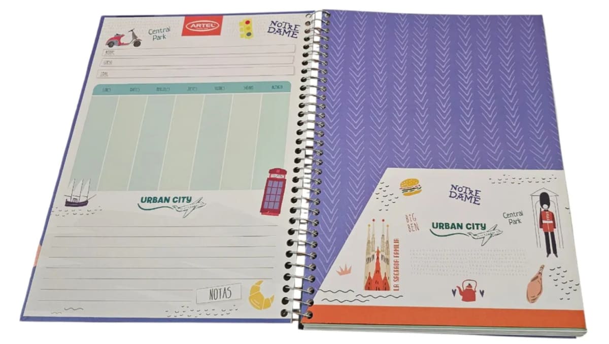 Cuaderno Artel Ciudades - 150 Hojas Matemáticas 7mm Urban City Con Relieve2