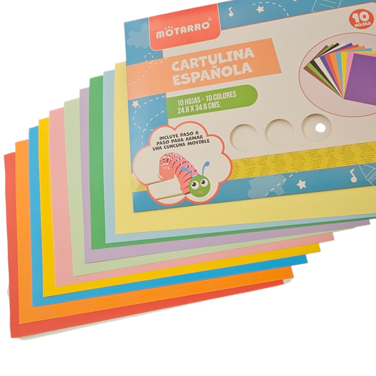 Carpeta Cartulina Española 10 Pliegos 10 Colores 200grs 24.8x34.6cm2