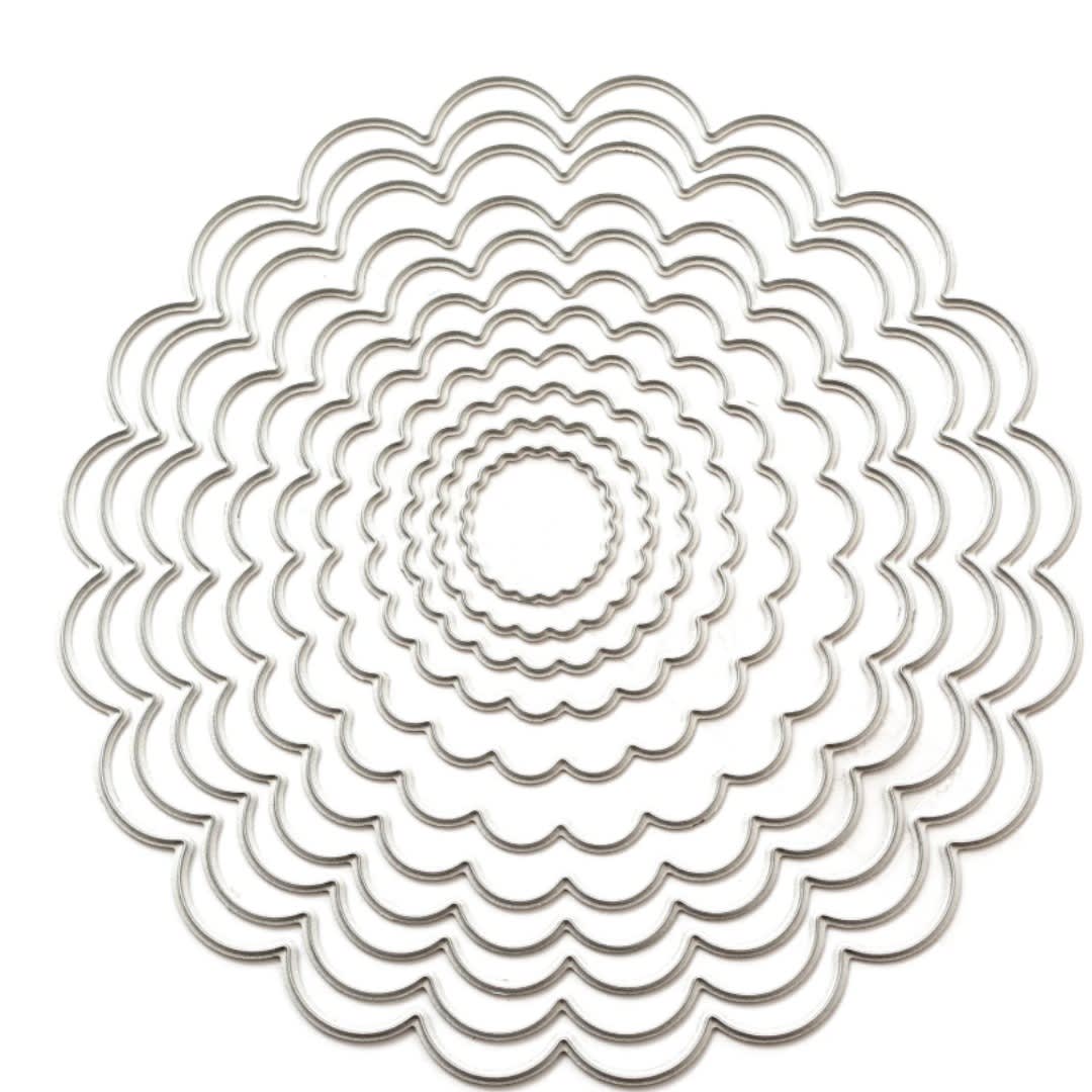 American Crafts TROQUEL Círculo Escalopa Ondas para Scrapbook1