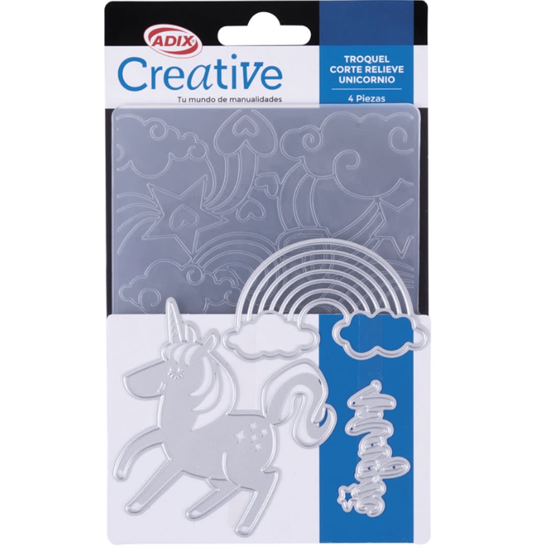 Troquel Corte mas plantilla relieve Unicornio 4 piezas5