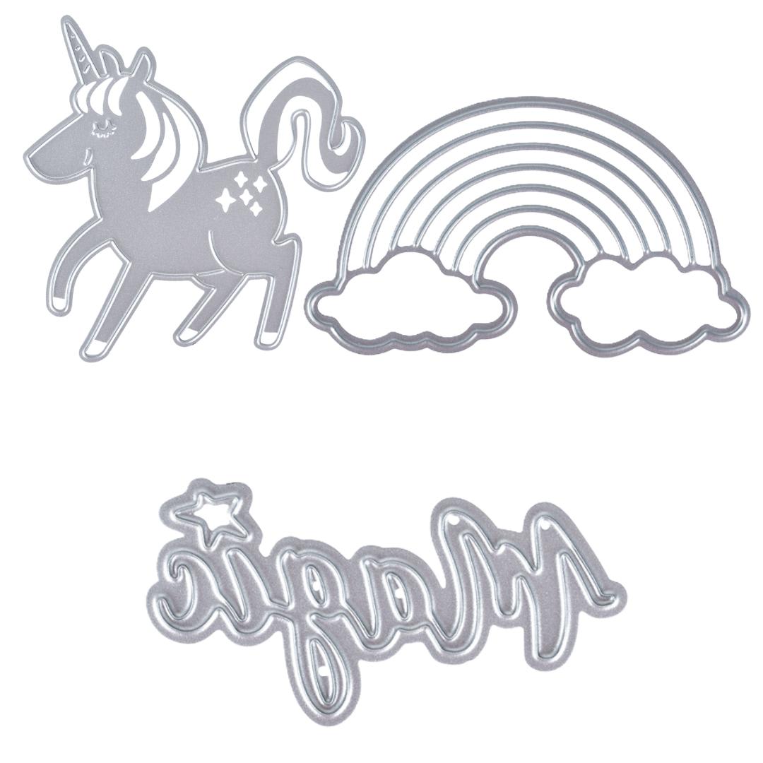 Troquel Corte mas plantilla relieve Unicornio 4 piezas2