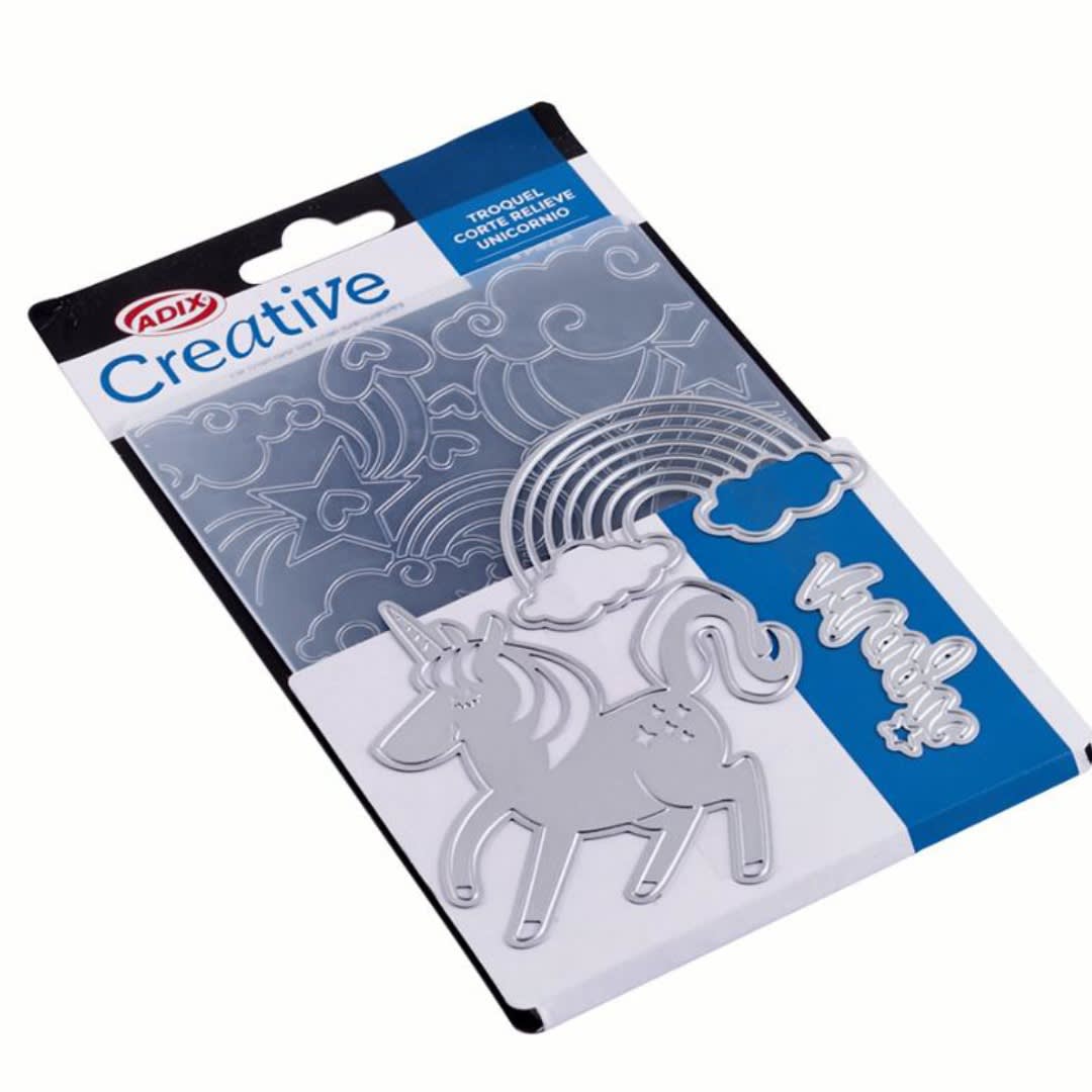 Troquel Corte mas plantilla relieve Unicornio 4 piezas1