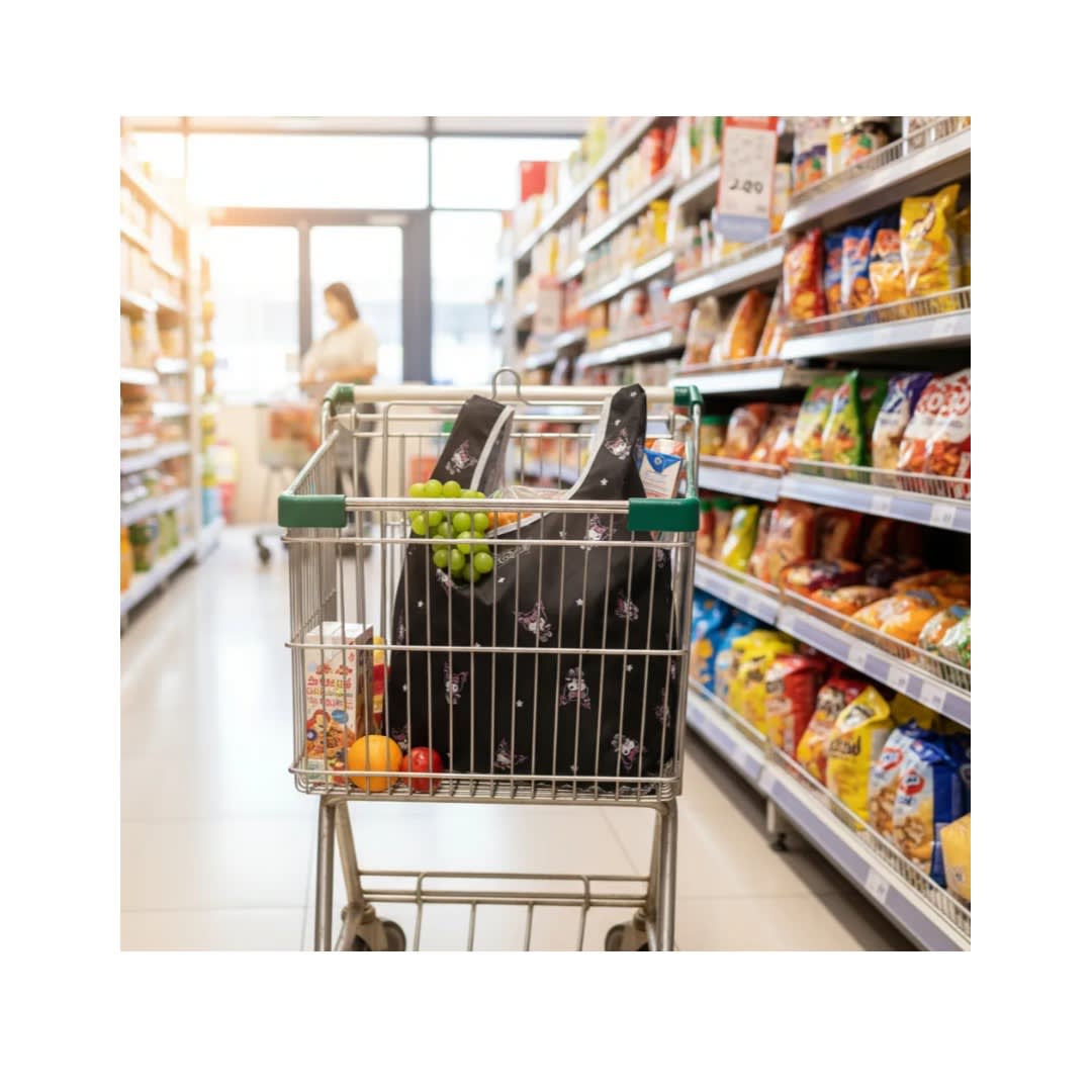 Bolsa Ecologica Con Estuche Linea Pu Kuromi Negro7