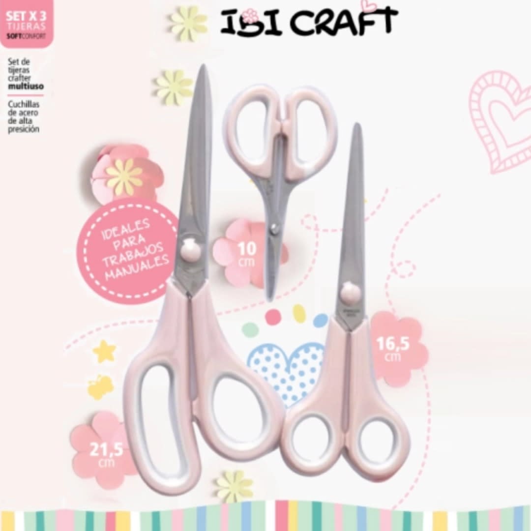 Tijera Mango Rosa SET 3unds de 21.5CM - 16.5CM -10CM2