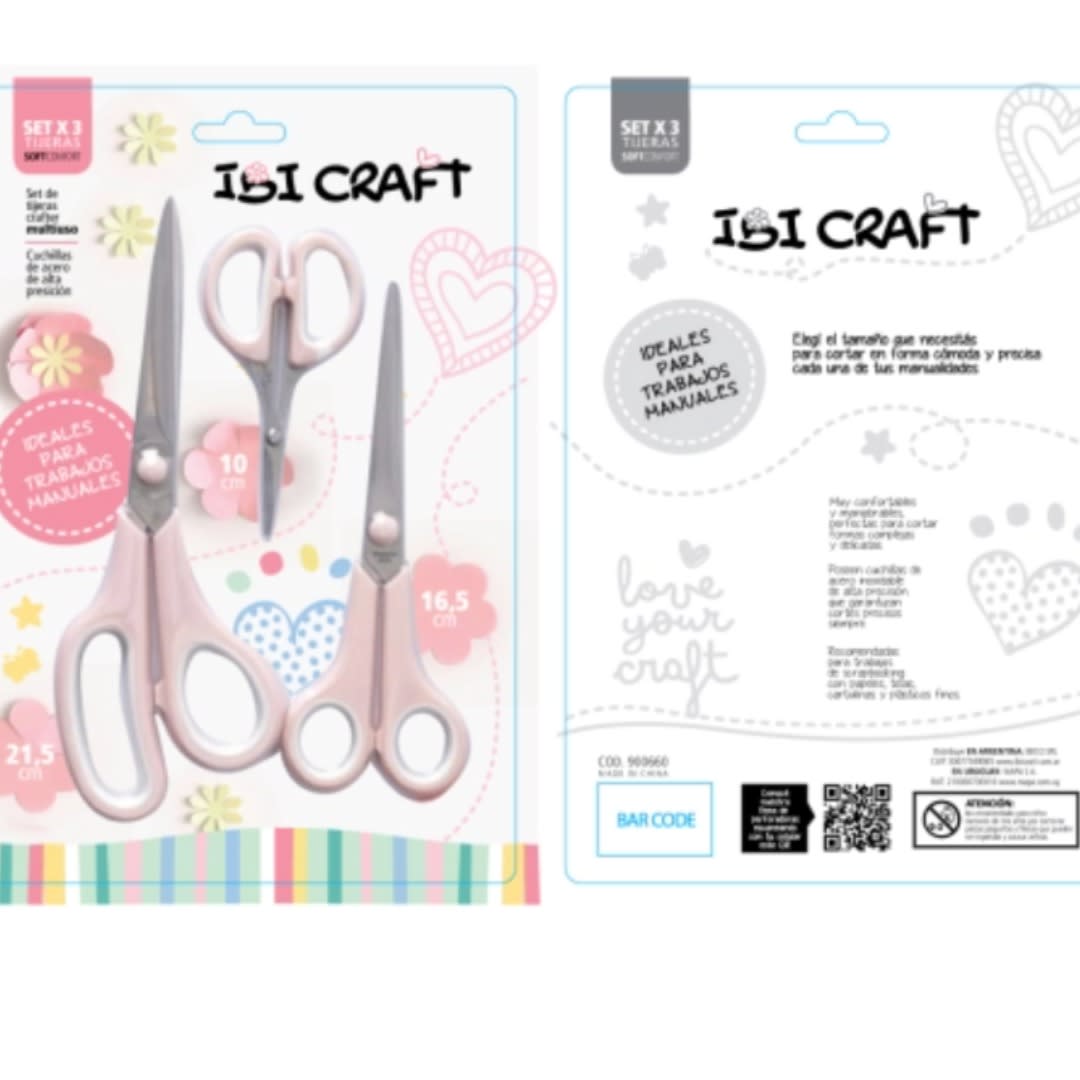 Tijera Mango Rosa SET 3unds de 21.5CM - 16.5CM -10CM3