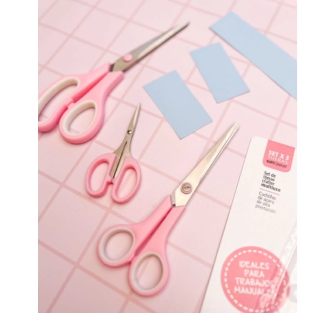 Tijera Mango Rosa SET 3unds de 21.5CM - 16.5CM -10CM1