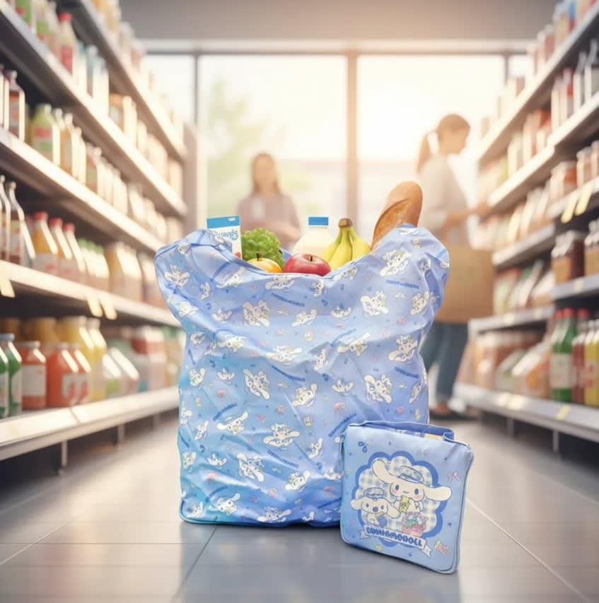 ECO BAG Bolsa De Mano Reutilizable Cinnamoroll (serie Gingham Paperboy)1