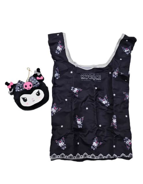 Bolsa Ecologica Con Estuche Linea Pu Kuromi Negro2