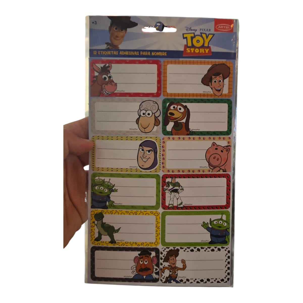 Set 12 Etiquetas Escolares 3,5x7cm Diseños Disney Toy Story1