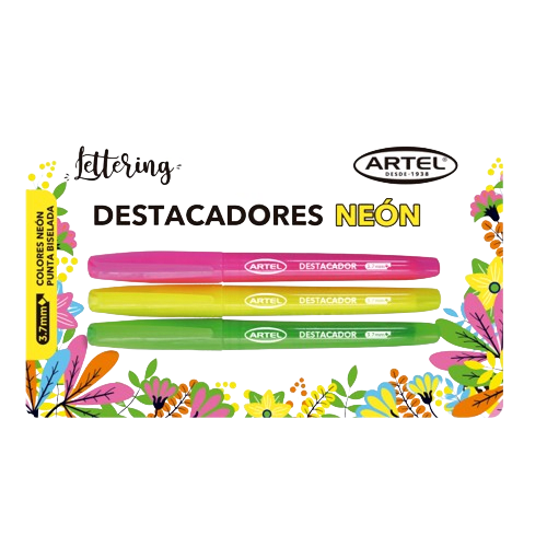 Destacador Biselado Colores Neon 3unds1