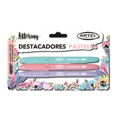 Destacadores Pasteles 3unds Punta Biselada1