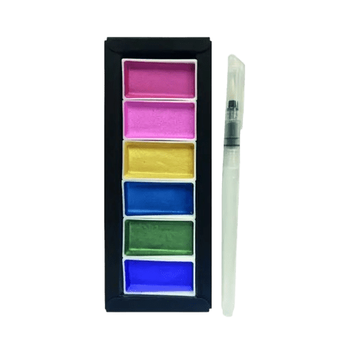 ESTUCHE ACUARELAS EN PASTILLAS 6 COLORES PERLADOS ARTEL1