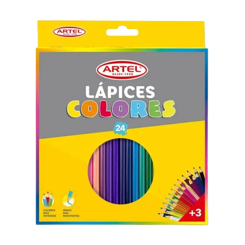 Estuche 24 Lápices de Colores Largos Artel1
