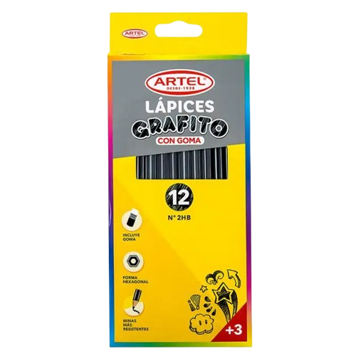 Estuche 12 Lápices Grafito HB Con Goma1