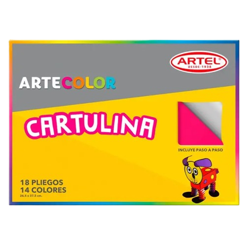 Estuche Artecolor Cartulina con 18 pliegos de 14 colores distintos de 26,5x37,5cm2
