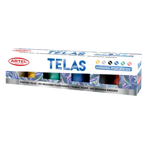Estuche Pintura para Telas Colores Metálicos 6 colores 15ml1