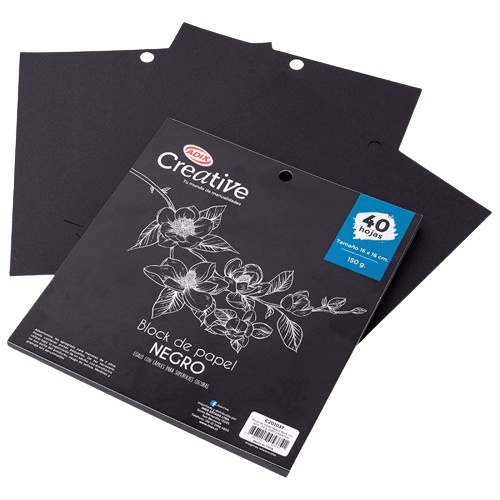 Block Papel Negro16x16cm2