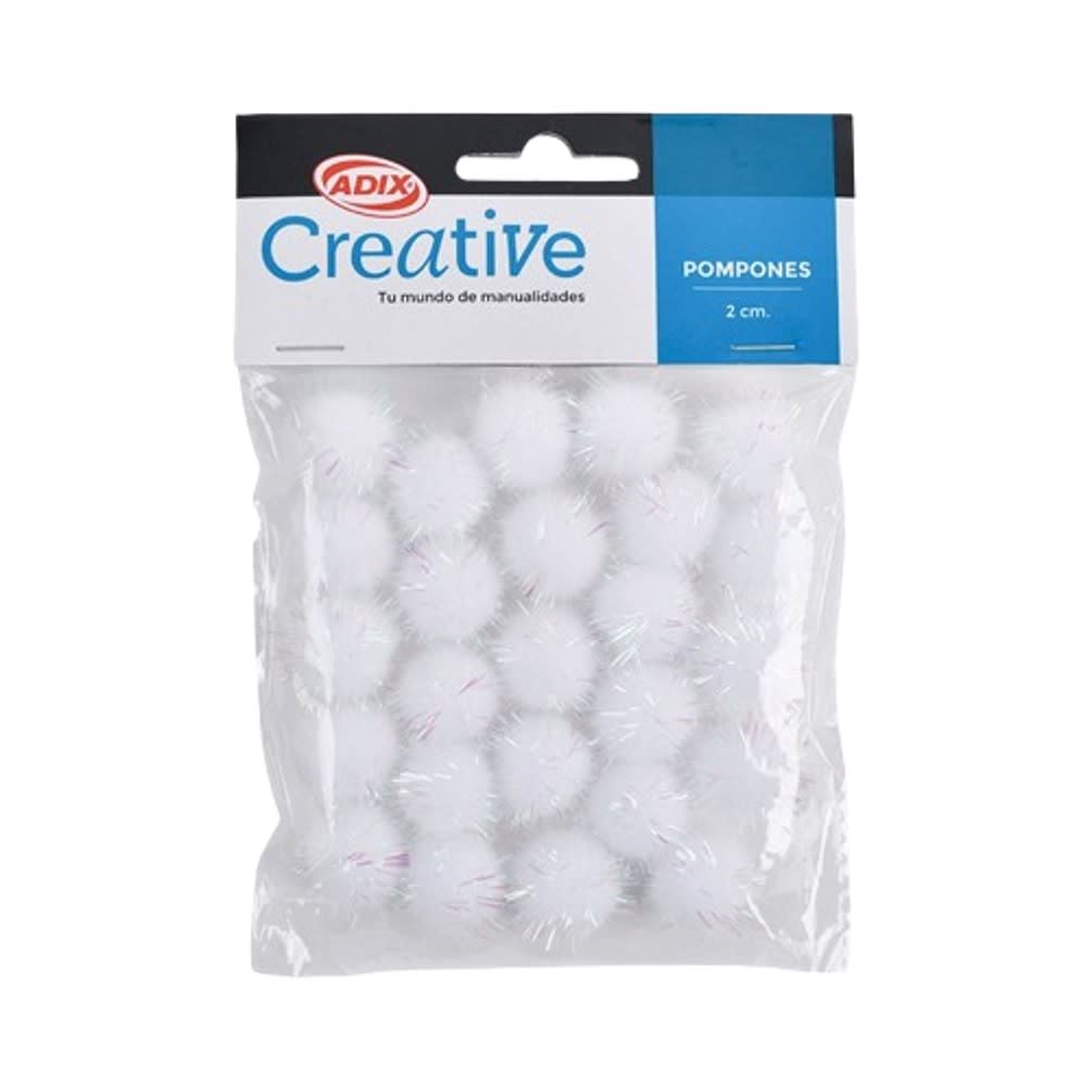Pompon Glitter Blanco 25u4