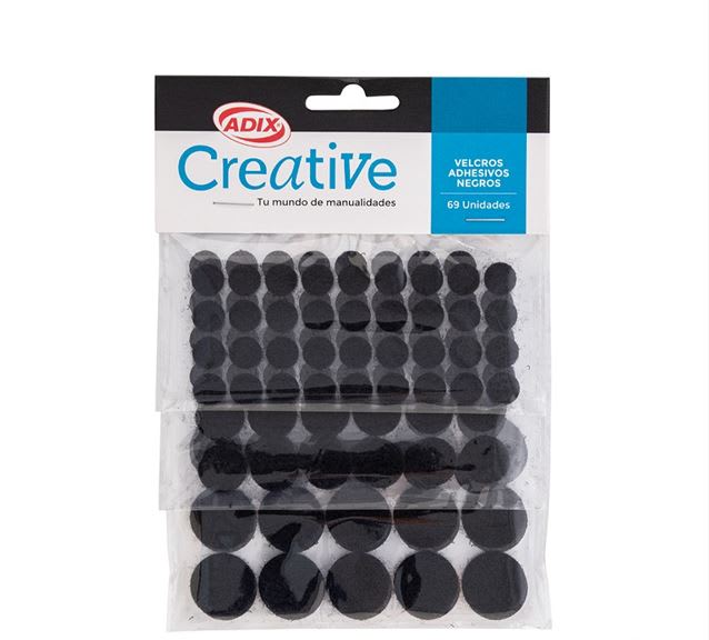 Velcro Adhesivo en Puntos Color Negro1