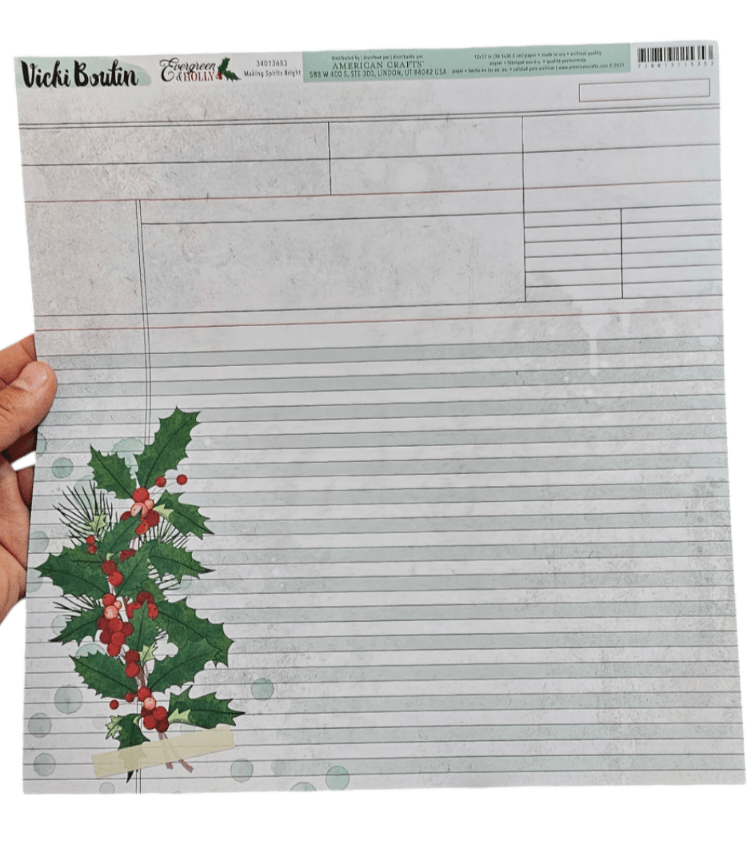 Vicki Boutin Evergreen & Holly Cartulina Ambas Caras 30.5x30.5cm1