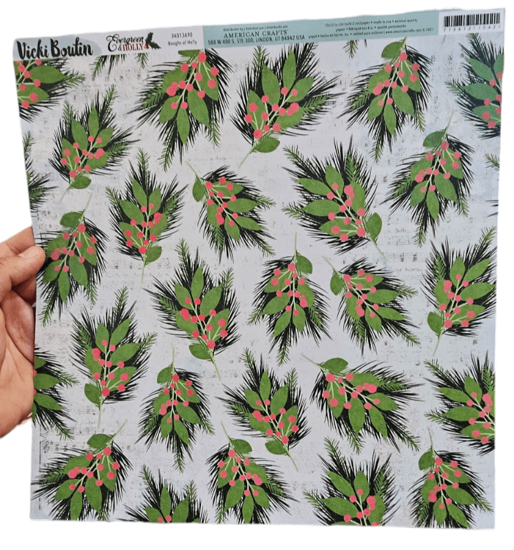 Vicki Boutin Evergreen & Holly Cartulina Doble Cara 30.5x30.5cm Boughs Of Holly1