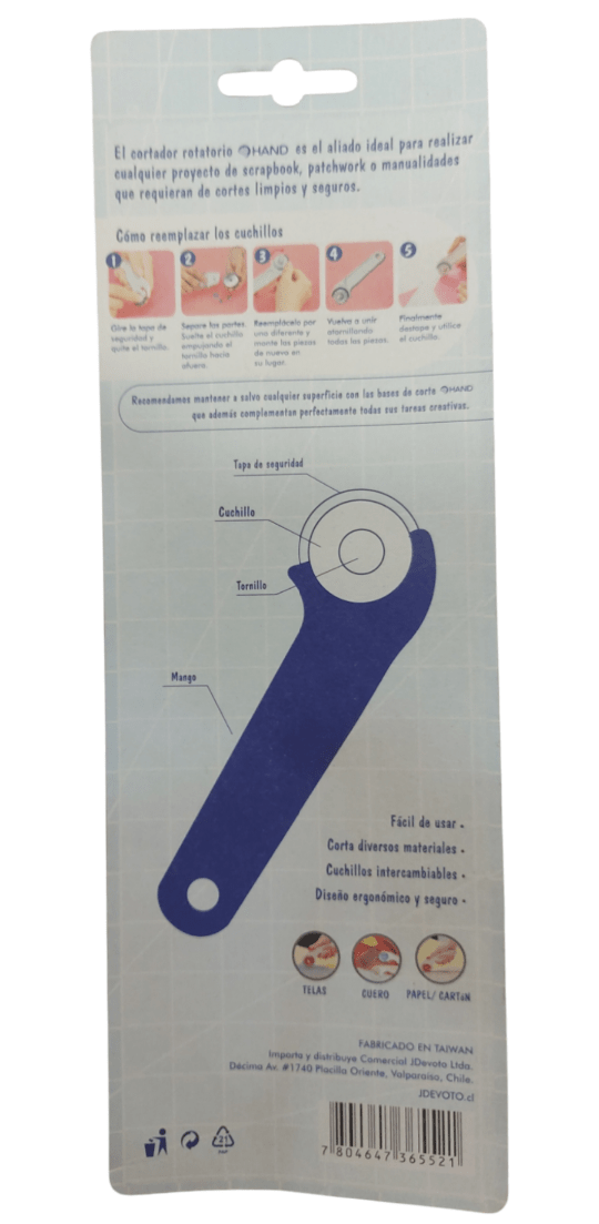 Cuchillo, Cortador Rotatorio 28mm + 4 Repuestos. Hand2