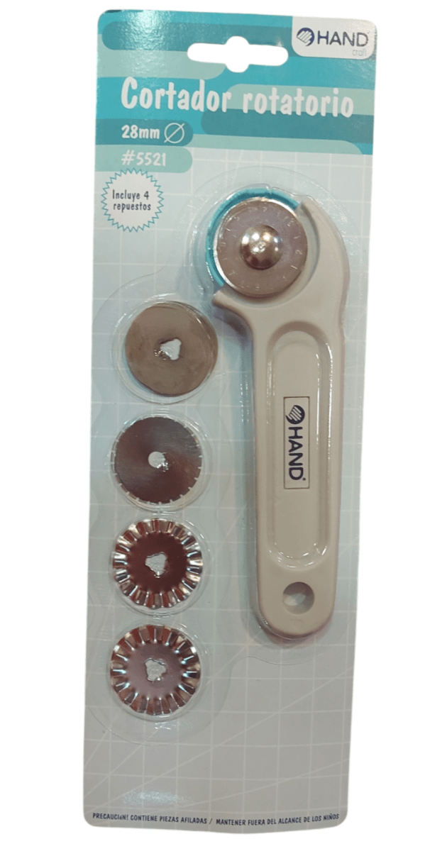 Cuchillo, Cortador Rotatorio 28mm + 4 Repuestos. Hand3