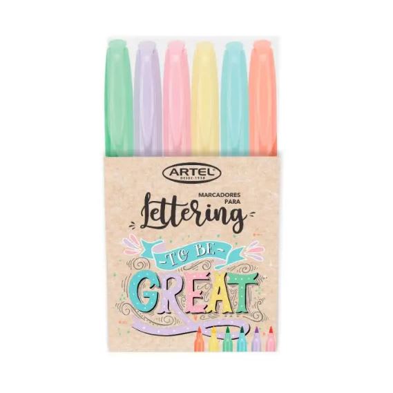 Set Marcadores Lettering Brush Pastel1