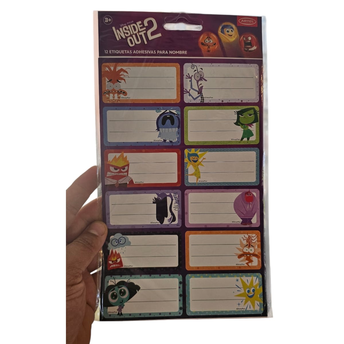 Set 12 Etiquetas Escolares 3,5x7cm Diseños Disney Intensamente 21