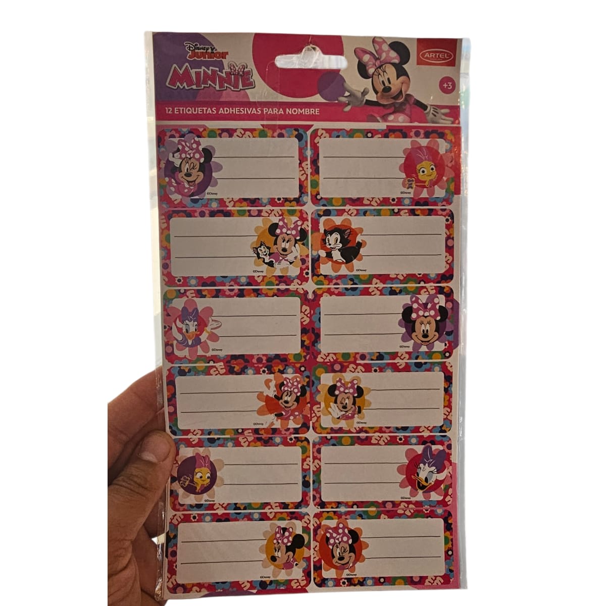 Set 12 Etiquetas Escolares 3,5x7cm Diseños Disney Minnie1