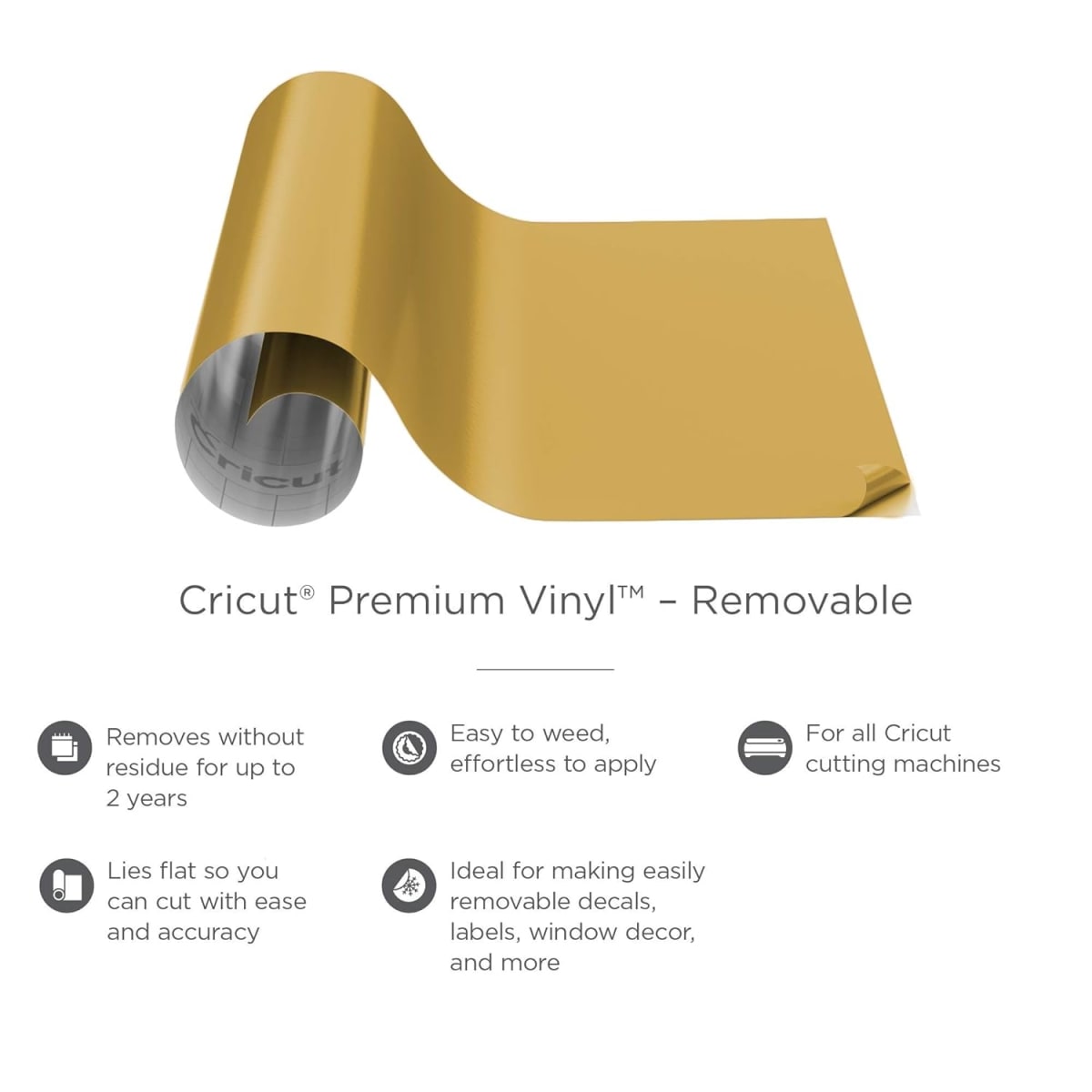 Vinilo Cricut Removible 30.5 X 122cm Color Dorado Glossy1