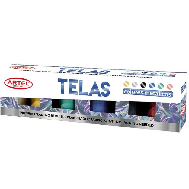 Estuche Pintura para Telas Colores Metálicos 6 colores 15ml2