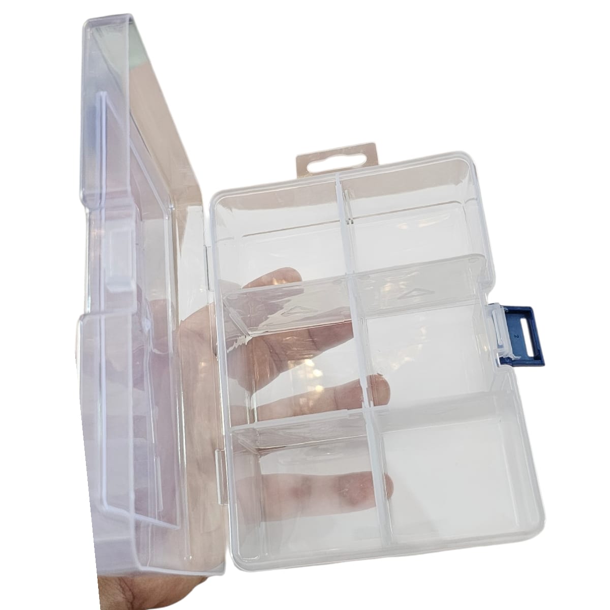 Envase plastico 5.5x15.5x12cm 6 compartimientos removibles1