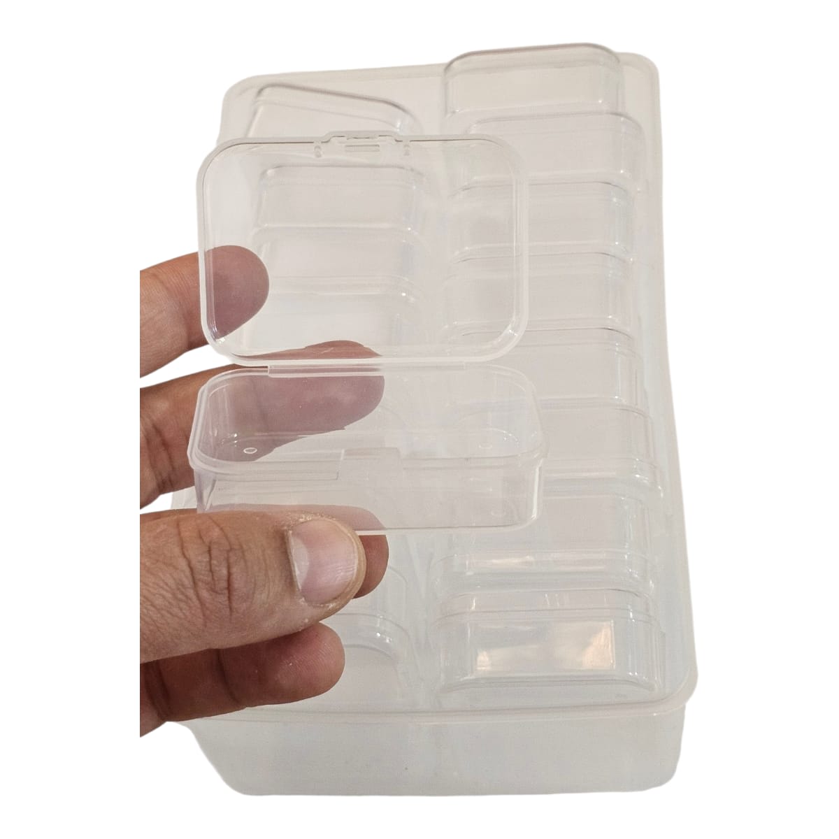 ENVASE PLASTICO 7x17x11CM con 16 Cajitas de 2x6x4cm5