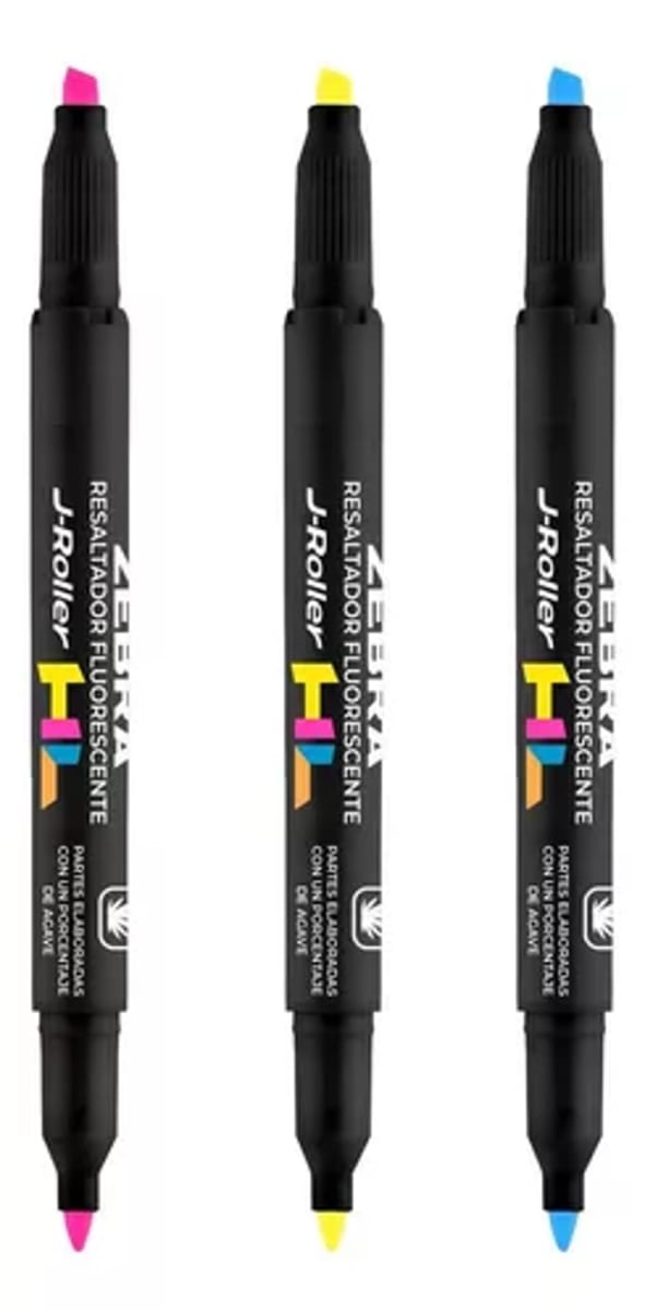 Destacador Doble Punta Tinta Fluorescente Amarillo Zebra J-roller1