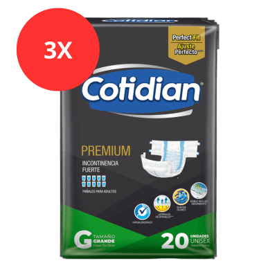 Pack 3 Pañal Adulto Cotidian Premium Talla G 60u1
