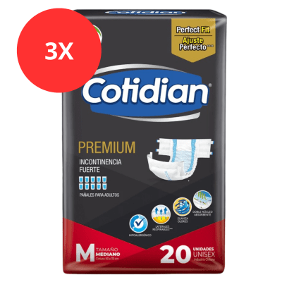 Pack 3 Pañal Adulto Cotidian Premium Talla M 60u1
