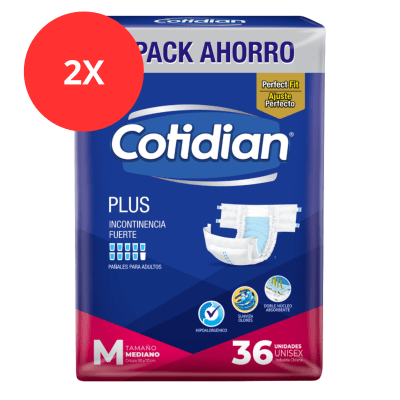 Pack 2 Pañal Adulto Cotidian Plus Pack Ahorro Talla M 72u1