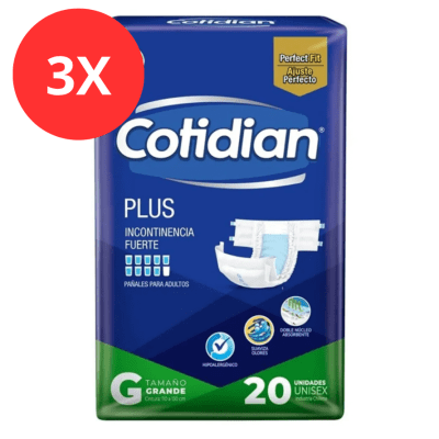 Pack 3 Pañal Adulto Cotidian Plus Talla G 60u1