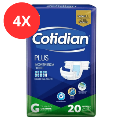 Pack 4 Pañal Adulto Cotidian Plus Talla G 80u1