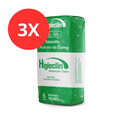 Pack 3 Sabanillas Absorbente Higieclin 60x90 18u1