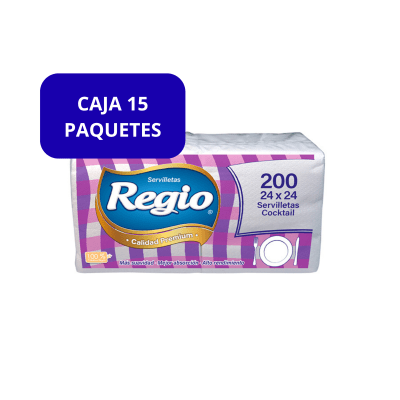 Caja 15 Paquetes de Servilletas Regio Cocktail 3000u1
