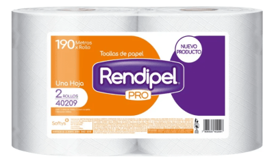 Pack 2 Rollos Toalla Industrial Rendipel 2*190 Metros1