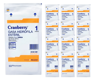 Pack 12 Gasa Hidrofila Esteril 90x90 Yarda Cranberry1