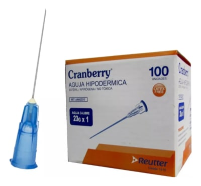 Aguja Hipodérmica 23G x 1 Caja 100u1