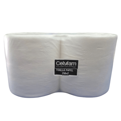 Pack 2 Rollos Toalla Industrial Celyfam 2x250 Metros1