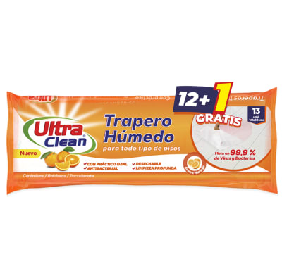 Trapero Húmedo Desinfectante Naranja Ultra Clean 13u1