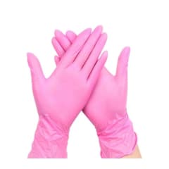 Guantes de Nitrilo Rosado Caja 100u Talla S